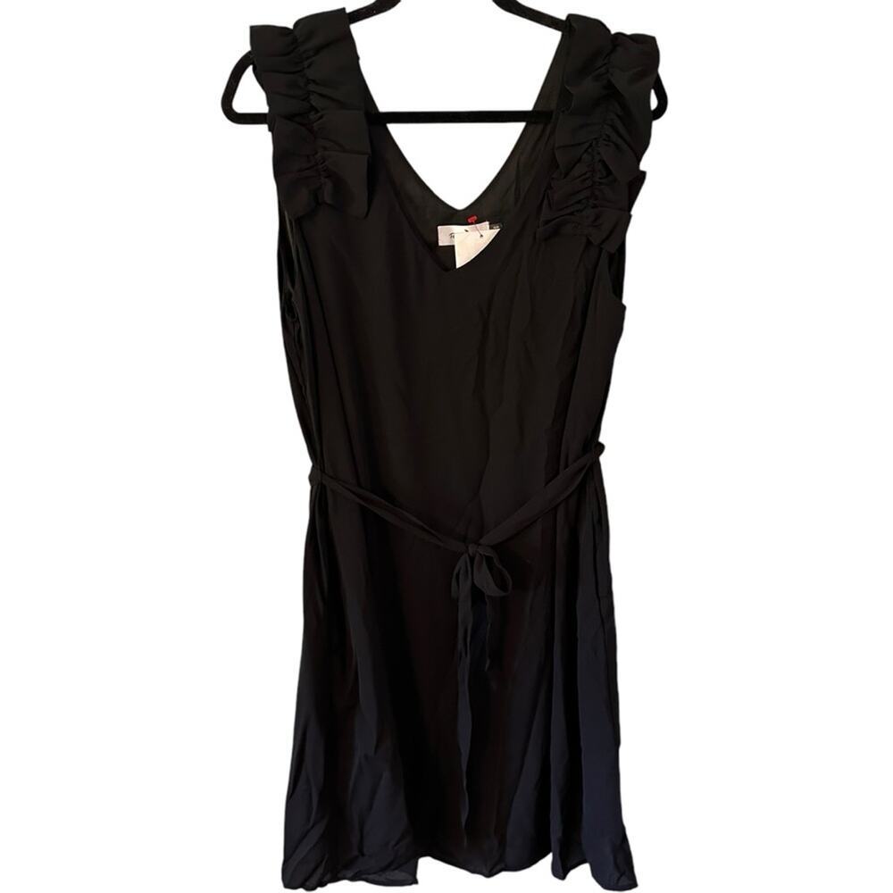 Perfectly Pricilla  Black‎ Dress Tie Waist Sleeveless Lined Knee Length Size 1X